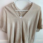 Karlie  Tan V-Neck Short Sleeve Blouse Photo 4
