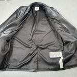 ZARA  Womens Black Faux Leather Blazer Jacket S Single Button Front Outerwear Photo 4