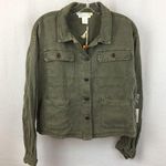 C&C California  Brown Linen Blend Button Down Casual Utility Jacket S NEW Photo 0