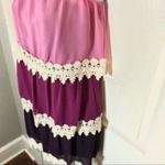 Miin Amethyst Ombré Tiered Crochet Lace Chiffon Strapless Dress S Pink Photo 11