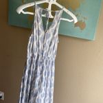 Angie White and blue maxi summer dress floor length ruffled tier skirt crochet detail Photo 4
