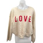 Oat Collective LOVE Women's Cream Crewneck Long Sleeve Grraphic Sweatshirt Top M Size M Photo 0