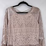 easel  Tunic Top Womens M Pink Velvet Lace Boho Hippie Coquette Fairy Romantic Photo 1