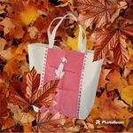 I Kiss My Dog Fun Beach Canvas Pet Lover Tote Coral on Tan NEW Photo 2