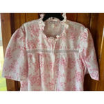 Vintage Floral Nightgown Pink Rose Print Ruffle Collar Short‎ Sleeve Sleepwear Size XXL Photo 2