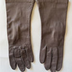 Vintage VTG Lord & Taylor Brown Taupe Silk Lined Leather Gloves Womens 7.5 Photo 0