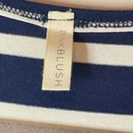 PINK BLUSH Navy & Cream Striped Cap Sleeve Top, Medium Photo 3