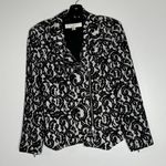 Boston Proper Black White Lace Asymmetrical Zipper Sleeve Moto Jacket Size 8 Photo 1