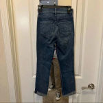 50 Mother High Waisted Rascal Ankle Slit Flip in Double Shot Espresso Blue Size 24 Photo 6