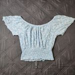 Hippie Rose  Cropped Blue Floral Top Women's Small Off Shoulder Boho Coquette Photo 1