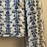 CAROLINE CONSTAS Quilted Linen Blend Jacket White/Blue Floral Small NWT Luxury Blue Photo 4