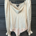 Paige Stunning Longsleeve Cream Ivory Silk Blouse Top Medium Square Neckline Bodysuit Photo 0