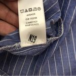 Loft Blue and white Striped button front floral embroidered shirt small Photo 8