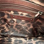 B Makowsky Cognac Tan Slim Small Crossbody Bag Silver Metal Banner Name Hardware Photo 8