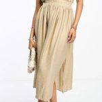 French Connection NWT one shoulder runched midi dress in beige. Side slits sz 12 Photo 1
