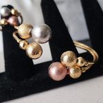 Gold Filled Open Cuff Bracelet Adjuatable Ring Set Photo 3