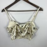 Haute Monde  Crop Top Womens Large Cream Velvet Floral Bustier Coquette Festival Photo 5