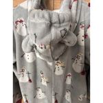 Munki Munki Women's One-Piece Hooded Fleece Pajamas Gray Pink Spark Size Small Photo 5