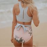 ALBION FIT Albion Island Fever Floral Stripe Castaway One Piece Swimsuit Zip Tie Back XL Photo 2