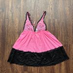 Victoria's Secret NWT  Pink and Black Sheer Lace Babydoll Nightie Dress - Size S Photo 1
