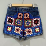 Farm Rio  Crocheted High-Rise Denim Shorts Size 26 (2) EUC Photo 0