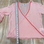 Ivy Jane Sheer Wrap Cardigan with Embroidery Pink Small Photo 6