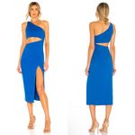 NBD  Kody One Shoulder Cutout Midi Dress In Blueberry Blue Photo 1
