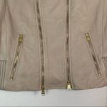 BCBGMAXAZRIA Leather Double Zipper Jacket Cream/Tan Size Large Photo 3