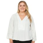 Alfani NWOT  Women’s White Long Sleeve V-Neck Dressy Blouse Top Size Large Photo 0