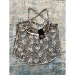 Chaser NWT! Antique Green Tropical Floral Print Ruffle Tank Top Medium Photo 5