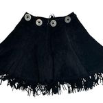 Vintage frontier collection suede black cowgirl fringe skirt embellished size 11 Photo 2