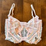 For Love & Lemons  Foil Rose Bustier Corset Bra Top Size SDD Pink and Blue Photo 3