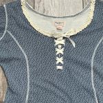 Pepe Jeans Vintage Bodysuit Floral Blue Cream Corset and Lace Detail Size Large Photo 7
