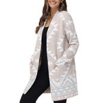 Frye NWT  Ladies' Patterned Cardigan Sweater Oatmeal Combo M Photo 2