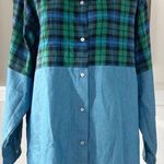 Miss Lili Plaid Denim Shirt Button Photo 10
