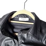 Bailey44 Bailey/44 Black snap Button Women's top ruched faux leather 0 Photo 2