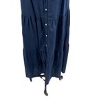 J. McLaughlin  Ruth Squareneck Maxi Dress Button Front Linen Navy Blue Medium Photo 6