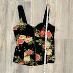Liberty Love  Zip Up Front Corset Tank Top Black Floral Sweetheart Shirt Size S Photo 2