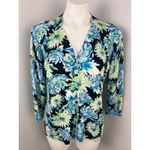Emaline Blue Green Floral Cardigan XL Photo 0