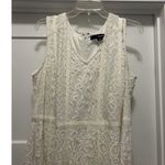 Women’s Size 18 W White Midi Dress Sleeveless Lace Overlay Shark tail Hem Bride Photo 1