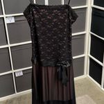 Napoli Vintage Whimsigoth Fairycore Pink & Black Lace Slip Dress with Bow Detail Size 2 Photo 0
