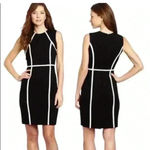 Calvin Klein  Black w/ White Piping Sheath Dress Size 2 Business Classic Neutral Photo 1