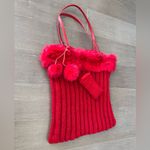 Murval Red Knit Shoulder Bag with Faux Fur Trim Y2K holiday vibe Photo 2