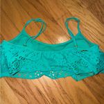 Jessica Simpson  Women’s Large Bikini Top Adjustable Straps teal Flowy cut out Photo 1