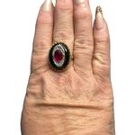 Sterling Silver Gold Plated ring Black Pink Cubic Zirconia Cocktail Size 11 NEW Photo 3