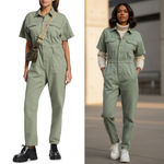 Free People NEW  Marci Short Sleeve Coverall Jumpsuit in Washed Army Green Y2K Sm Photo 1