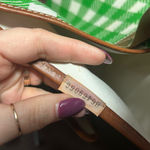 Dooney & Bourke  Green Checkered Tote with Brown Accents Photo 4