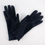 Totes Isotoner Black Leather Patch Nylon Gloves Womens Small 6 Photo 4