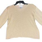 Talbots  Shirt Womens Petite Medium Gold Glittery Pullover Long Sleeve Luxe Silk Photo 0