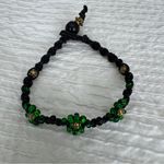 Macrame necklace and bracelet handmade bundle handmade black green metal beads Photo 5